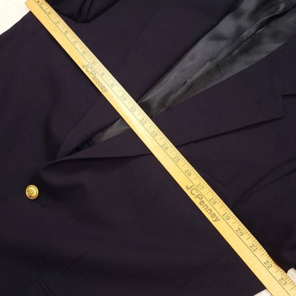 Chaps Ralph Lauren Blazer Mens 42R Navy Blue Wool Gold Crest Buttons Sport Coat